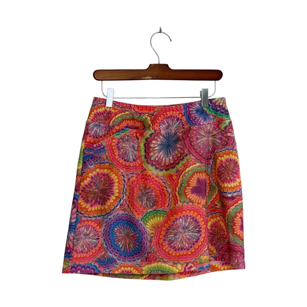 B Skinz Skort Womens M Multi Color Psychedelic Floral Athletic Golf Tennis